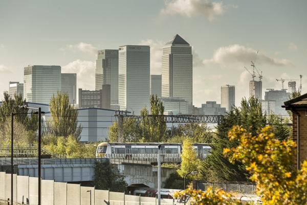 Train Travelling Into City
